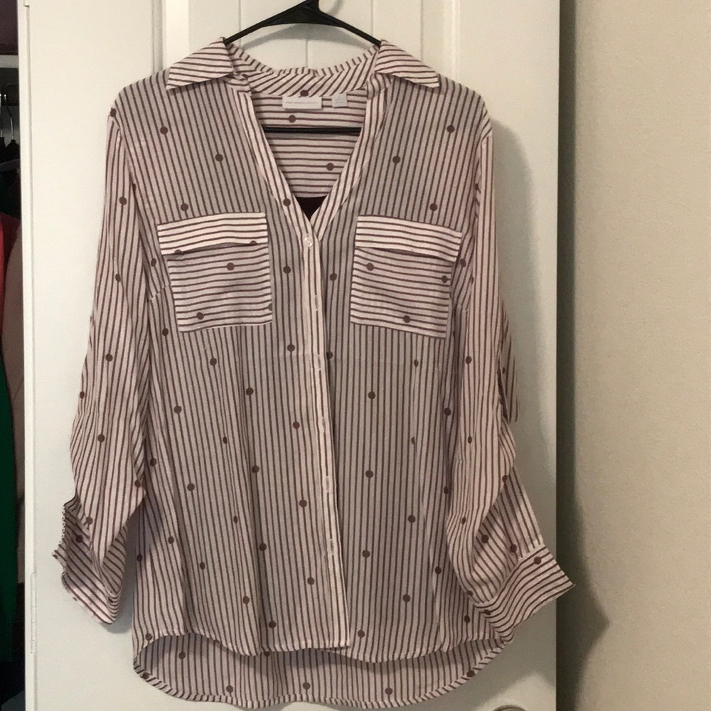 Purple striped top with tank - Picture 1 of 4